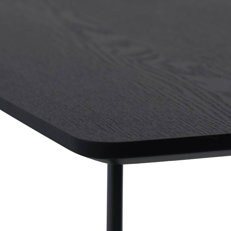 Alt View 5. LeisureMod - Elmwood Minimalist Mid-Century Rectangular MDF Coffee Table with Black Iron Frame for Home Living Room - Black.