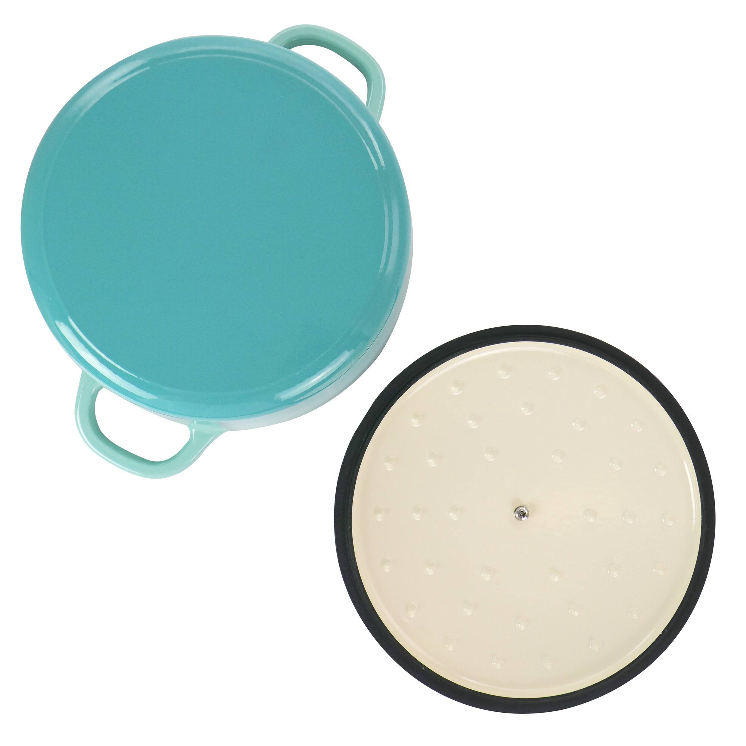 Alt View 3. Crockpot - Crock-Pot Artisan 2 Piece 5 Quarts Enameled Cast Iron Dutch Oven in Aqua Blue - Aqua Blue.