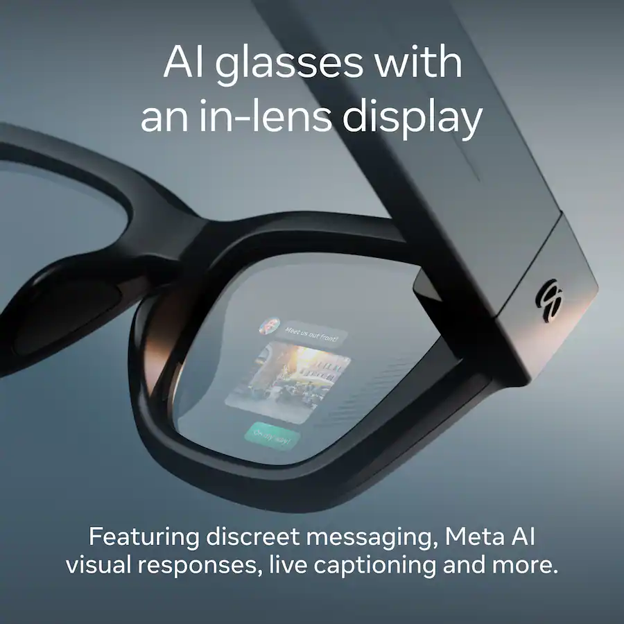 Meta Ray Ban Display Neural Band AI glasses with in lens