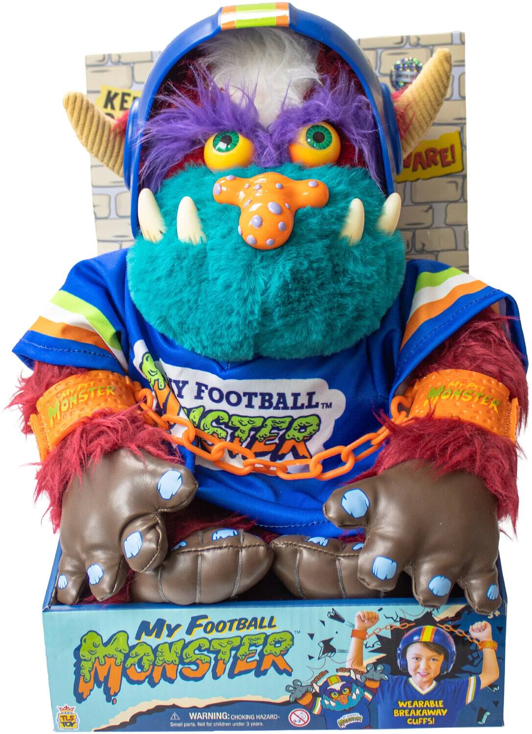 My Football Monster  
WARNING: CHOKING HAZARD - Small parts. Not for children under 3 years.  
WEARABLE BREAKAWAY CUFFS!