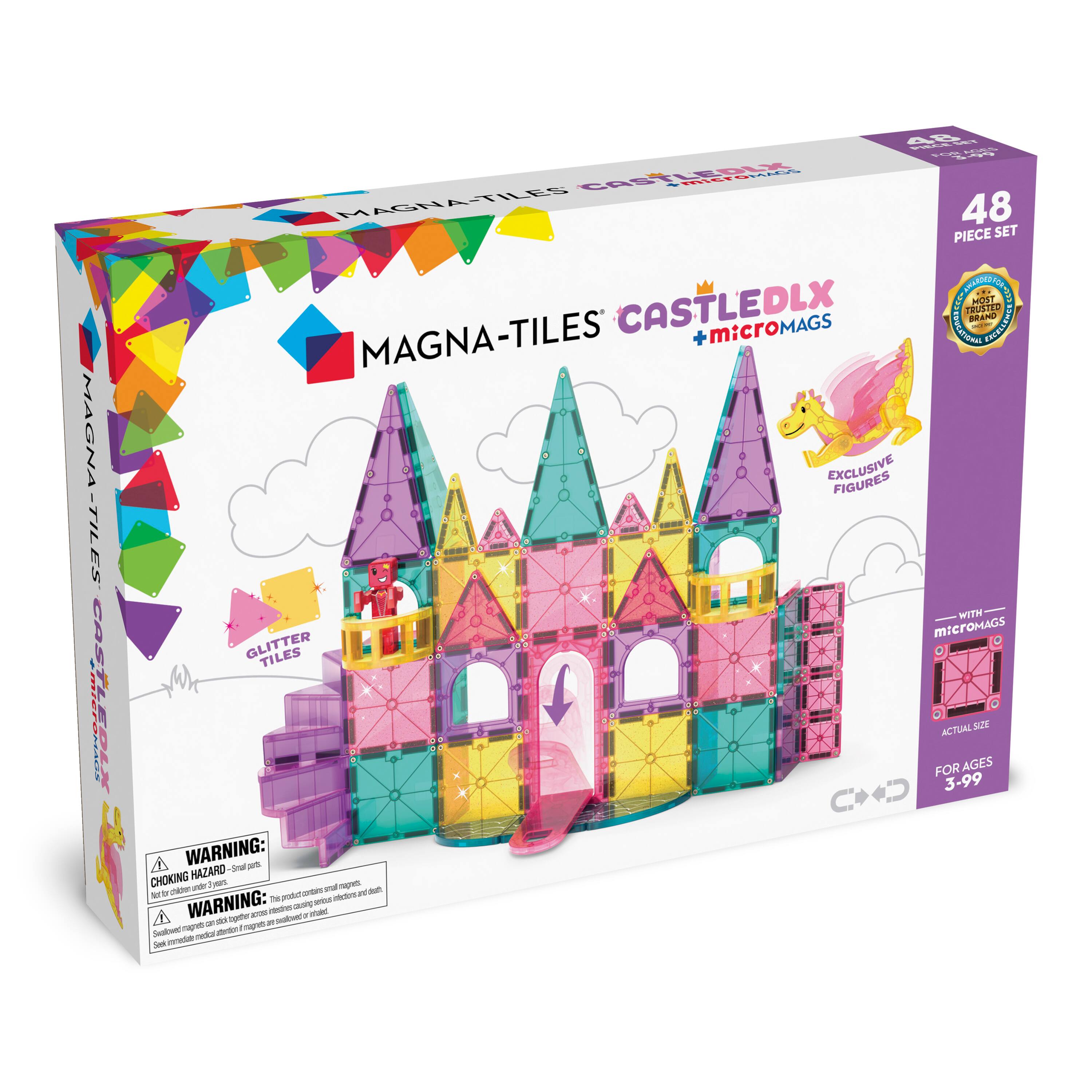 MAGNA-TILES CASTLEDLX + microMAGS  
48 PIECE SET  
EXCLUSIVE FIGURES WITH microMAGS GLITTER TILES  
FOR AGES 3-99  
WARNING: CHOKING HAZARD - Small parts. Not for children under 3 years.  
WARNING: Choking hazard - Small parts. Not for children under 3 years.  
WARNING: Choking hazard - Small parts. Not for children under 3 years.  
WARNING: Choking hazard - Small parts. Not for children under 3 years.  
WARNING: Choking hazard - Small parts. Not for children under 3 years.  
WARNING: Choking hazard - Small parts. Not for children under 3 years.  
WARNING: Choking hazard - Small parts. Not for children under 3 years.  
WARNING: Choking hazard - Small parts. Not for children under 3 years.  
WARNING: Choking hazard - Small parts. Not for children under 3 years.  
WARNING: Choking hazard - Small parts. Not for children under 3 years.  
WARNING: Choking hazard - Small parts. Not for children under 3 years.  
WARNING: Choking hazard - Small parts. Not for