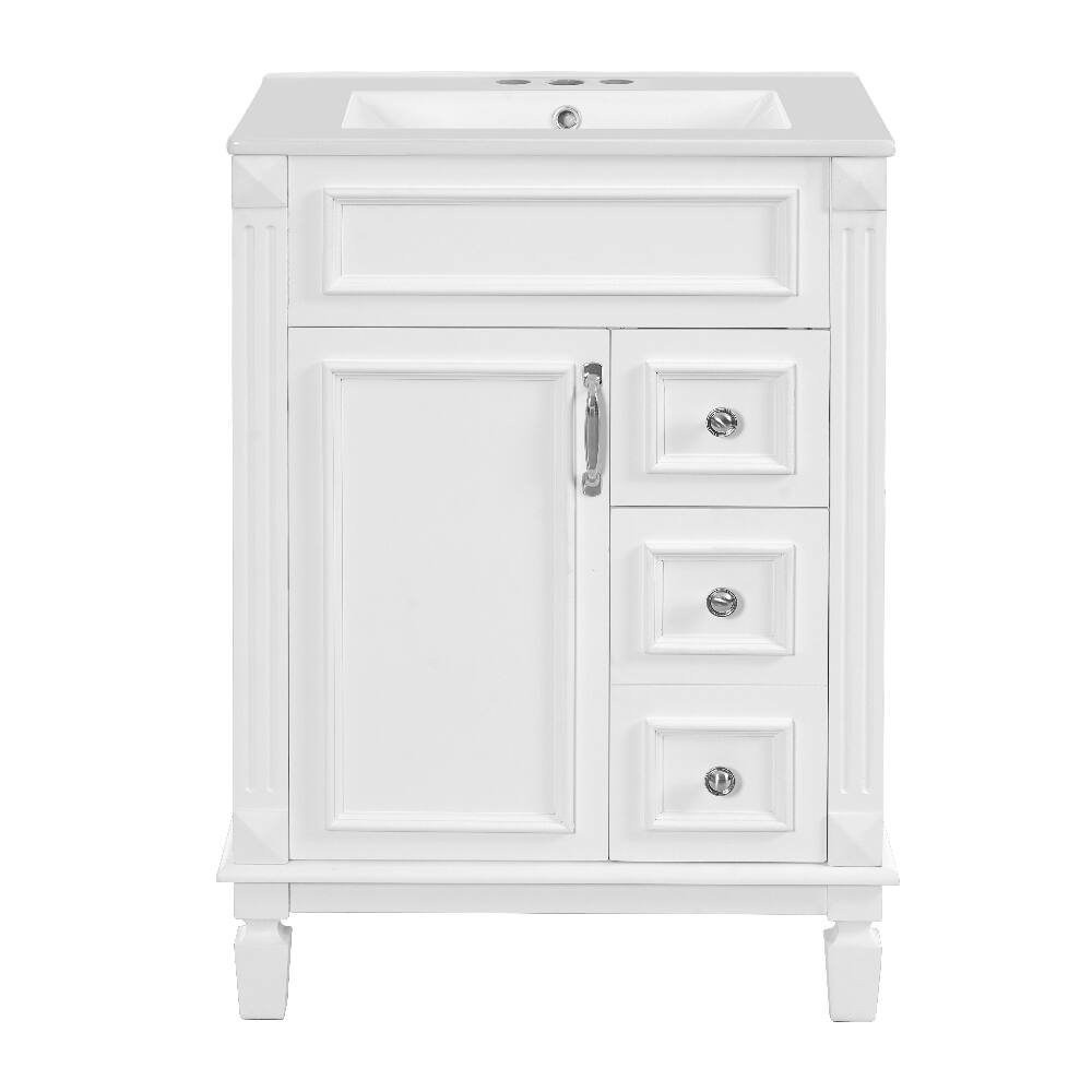 Alt View 6. Loheer - Loheer 24 inch bathroom vanity with sink White Small Bathroom Sink Cabinet Solid Wood Frame - White.