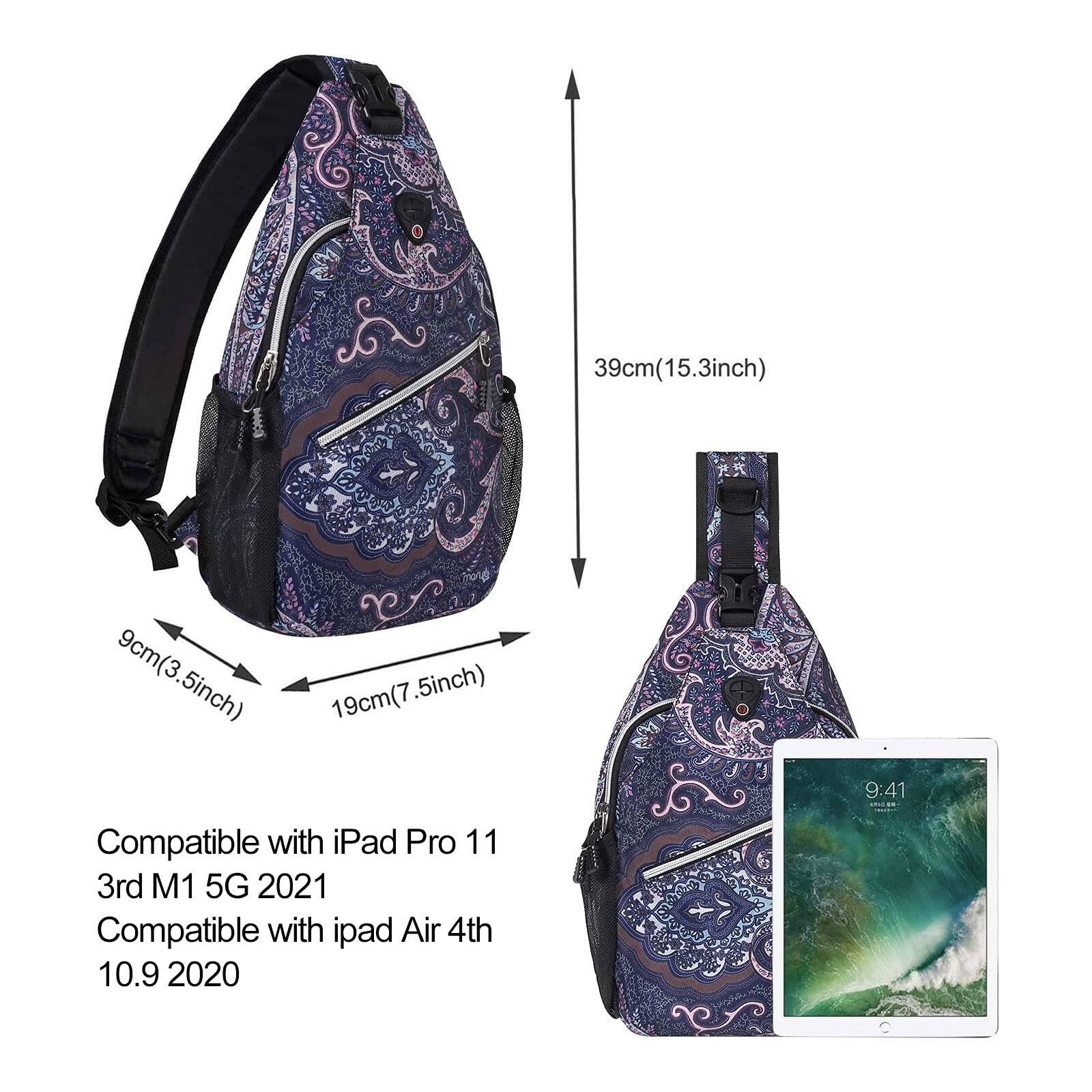 Back. Pacoar Cade - Sling Backpack Travel Hiking Daypack Pattern Rope Crossbody Shoulder Bag  Navy Blue Base Totem Texture - Default.