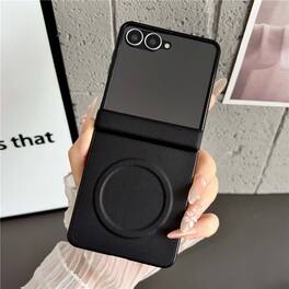 Dteck - for Samsung Galaxy Z Flip8 Magnetic Case with Built-In Screen Protector,Full Hinge Protection Shockproof PC TPU Cover - Black