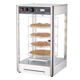 VEVOR - Commercial Food Warmer Display, 4-Tier Pizza Warmer with Rotary Steam Heating for 14 in Pizza, 86℉~185℉ Temperature - Silver
