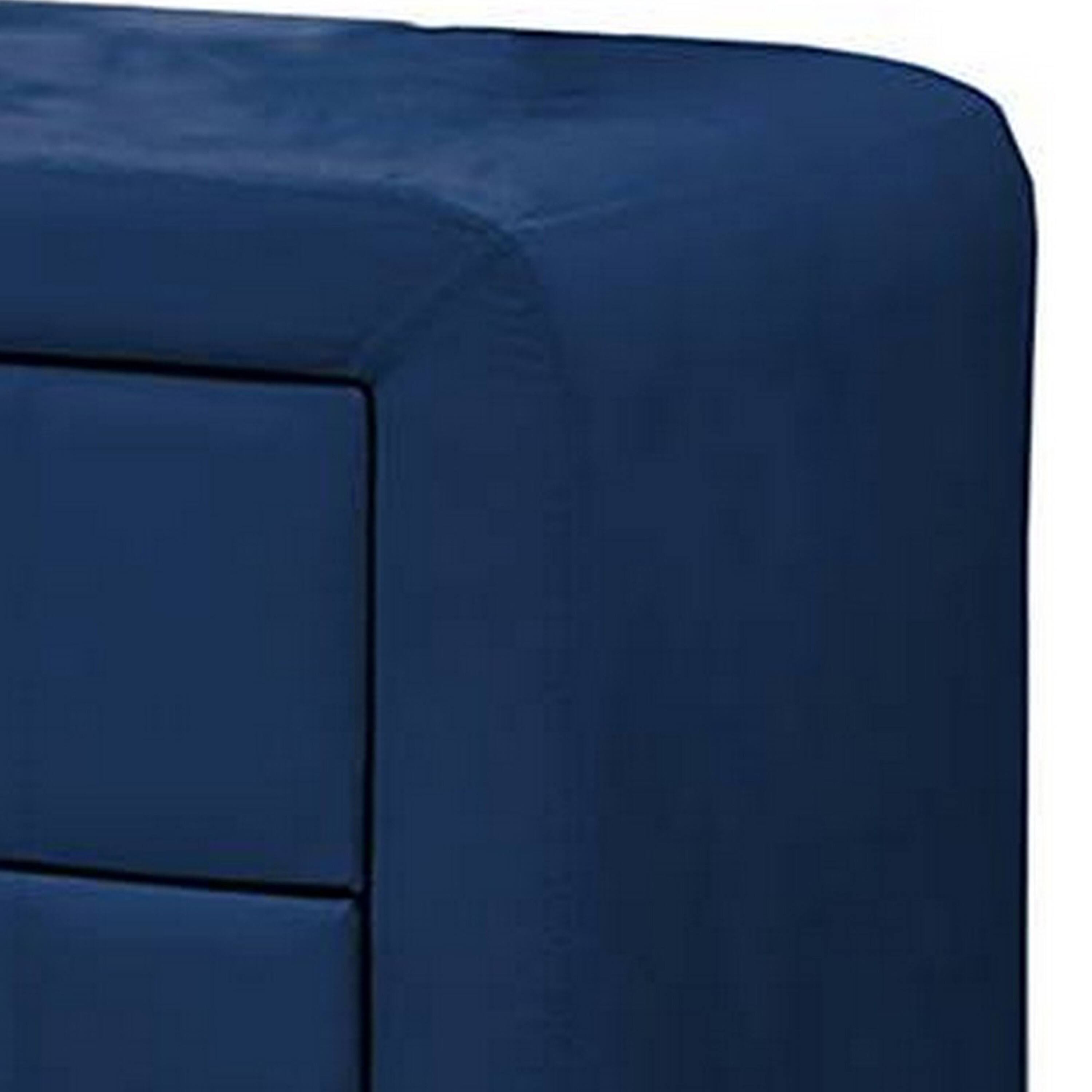 Left. Manhattan Lane - Rheo Nightstand, 2 Drawers, 22 Inch Upholstered in Navy Blue Velvet - Navy Blue, Black.