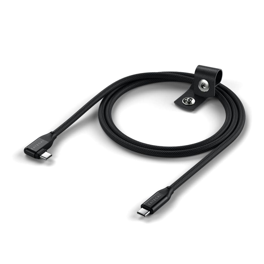 Satechi - Right Angle USB-C to USB-C Cable - 240W PD, 20Gbps, 4K/60Hz, 1m/3.3ft Braided for MacBook & iPad - Black
