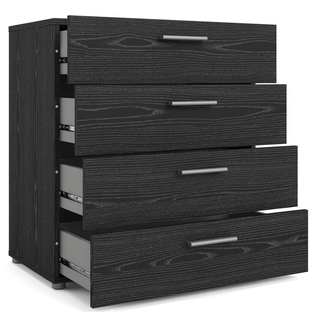 Back. Tvilum - Austin 4 Drawer Chest Woodgrain - Black.