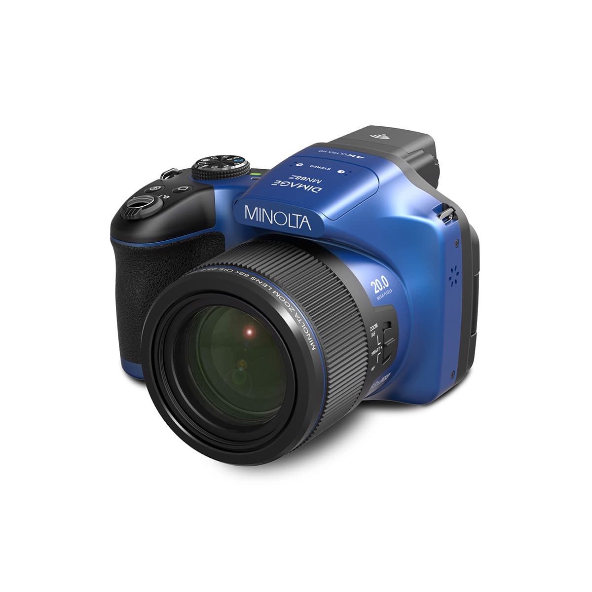 Minolta - MN68Z 20MP 4K Ultra HD Bridge Camera with 68x Optical Zoom - Blue