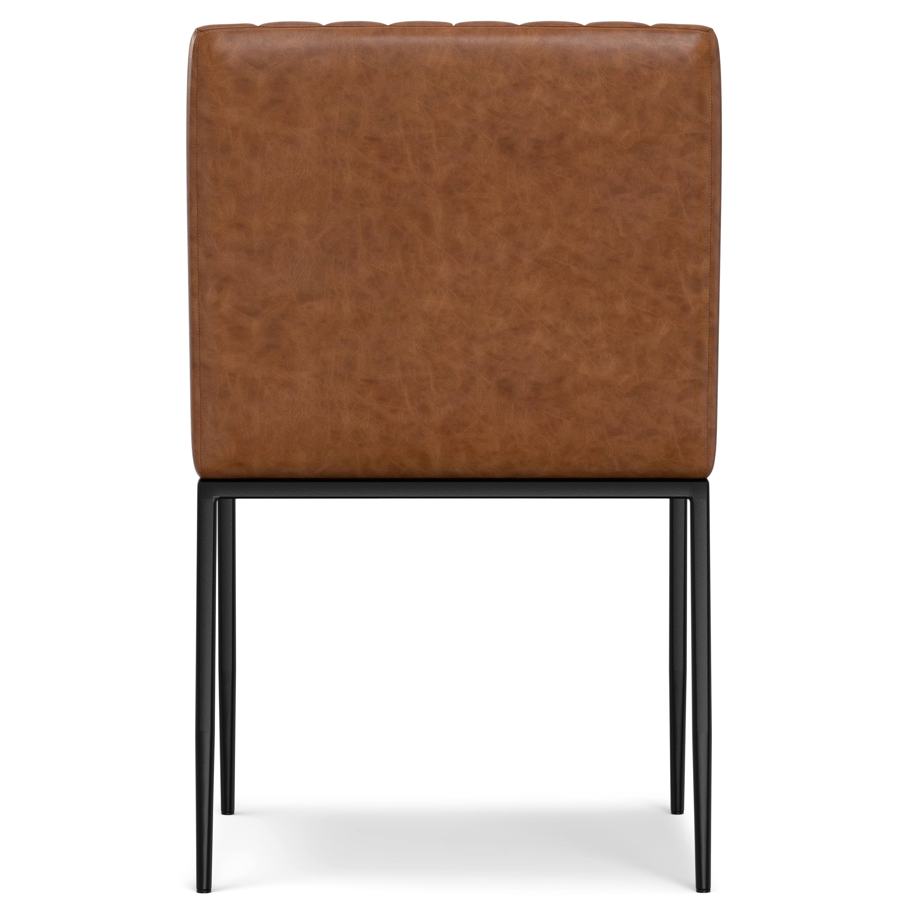 Back. Simpli Home - Melody Dining Chair (Set of 2) in Distressed Tan Vegan Faux Leather - Distressed Tan.