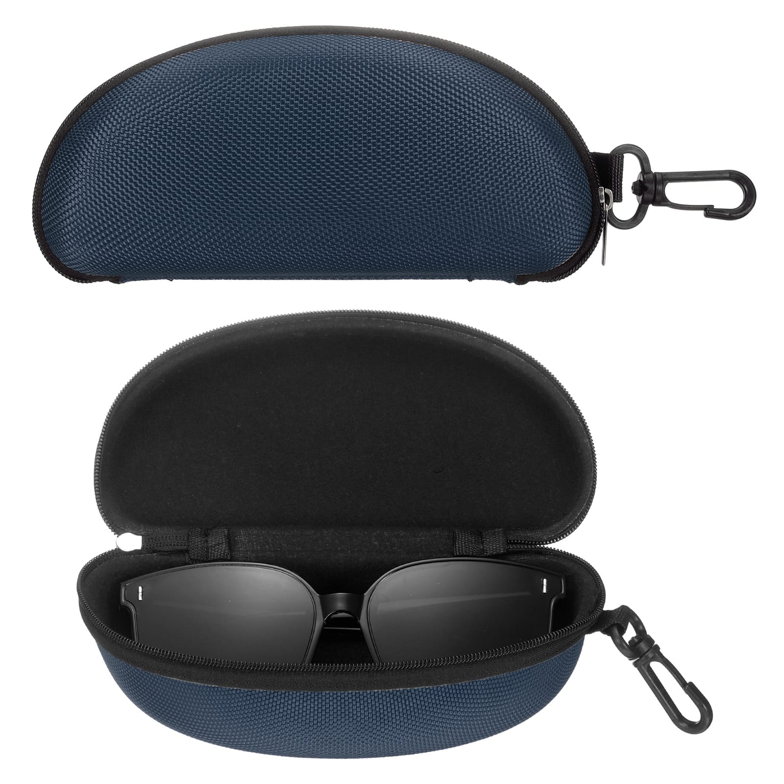 Unique Bargains - 2pcs Sunglasses Soft Case Hard Shell Zipper Holder with Metal Hook for Travel Sport - Dark Blue price history on PriceWatchPro