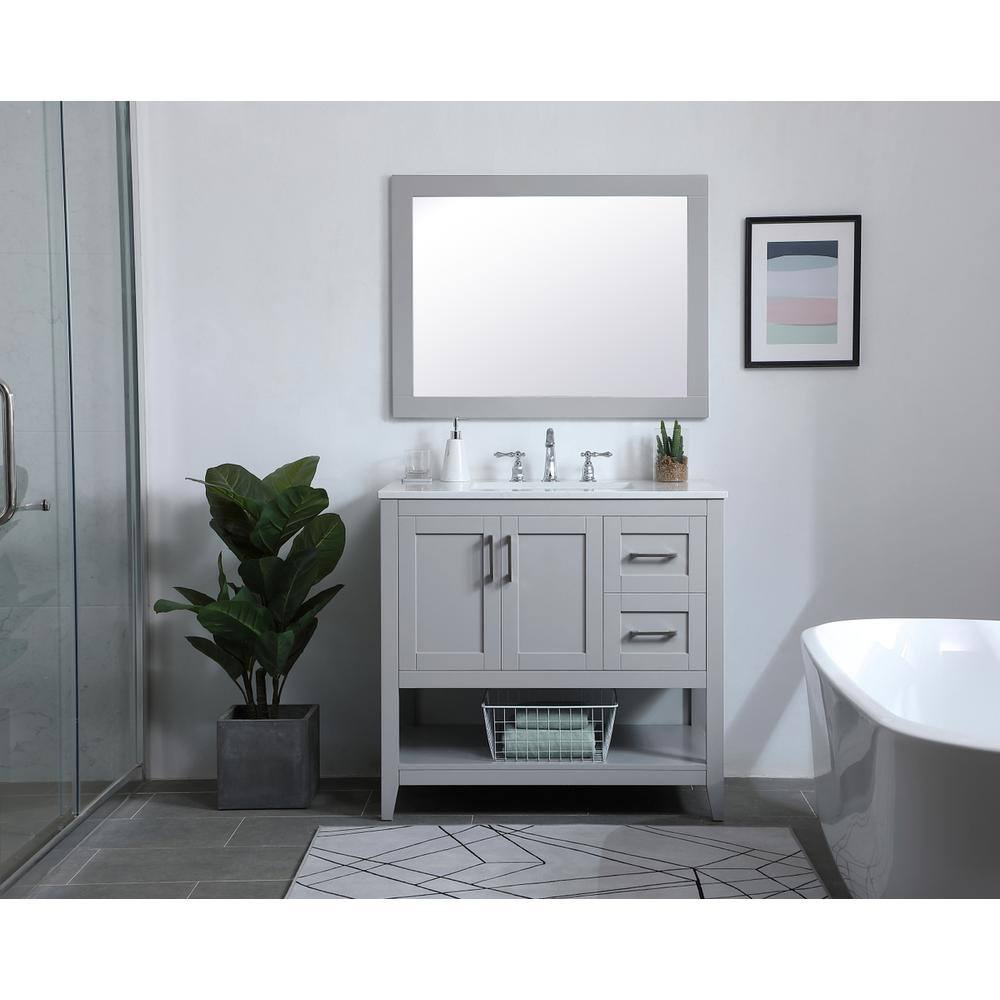 Alt View 3. Elegant Decor - Aqua rectangle vanity mirror 30 inch in Grey - Grey.