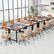 Alt View 1. Costway - Costway Set of 2 63" Large Computer Desk Writing Workstation Conference Table Home Office - Rustic Brown,Black.