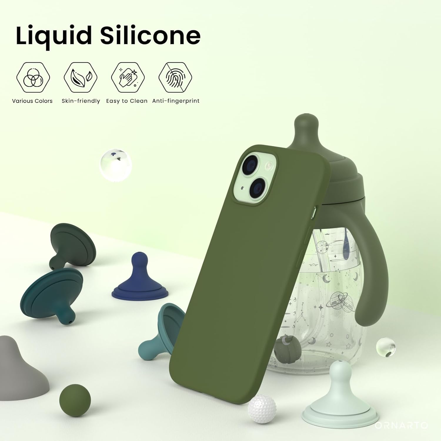 Liquid Silicone Various Colors Skin-friendly Easy to Clean Anti-fingerprint ORNARTO
