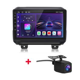 Junsun - Backup Camera 9"carplay 6+128GB Android15 8Core For Jeep Wrangler 2018-2021 Car Stereo Radio GPS Navi WIFI RDS SWC BT FM - Black