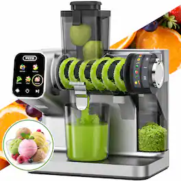 WETIE - Cold Press Juicer Machine, Adjustable Juicing Pressure, Touch Screen Quiet Slow Masticating, 99% High Juice Yield - Gray