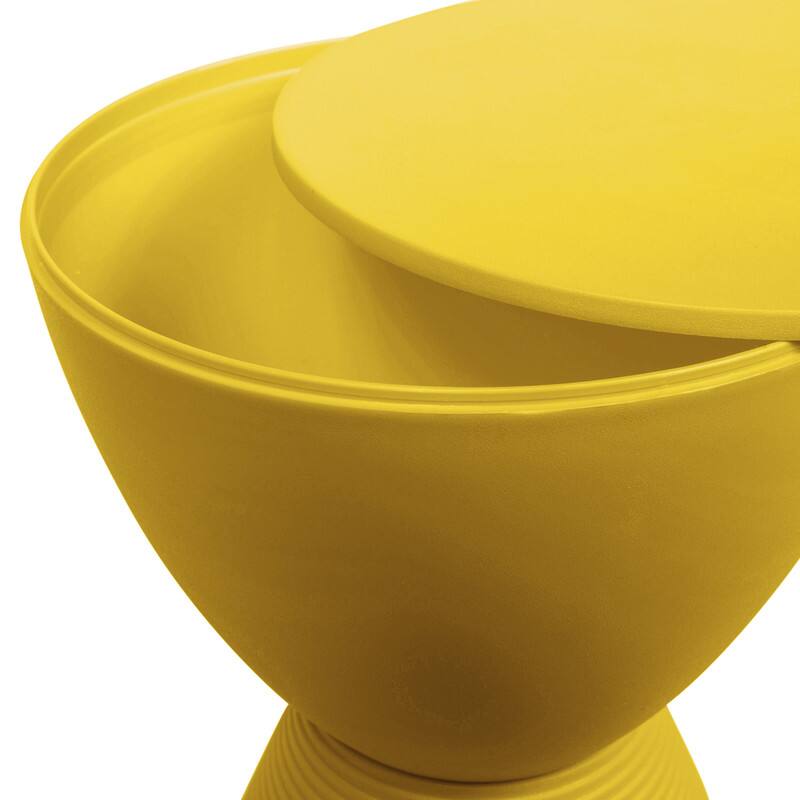 Alt View 5. LeisureMod - Boyd Modern Round Hourglass Accent Side Table, Drum Storage Table with Ribbed Base for Indoor/Outdoor - Yellow.