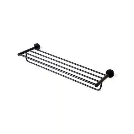 Front. Alfi - Black Matte 26" Towel Bar & Shelf - Black.