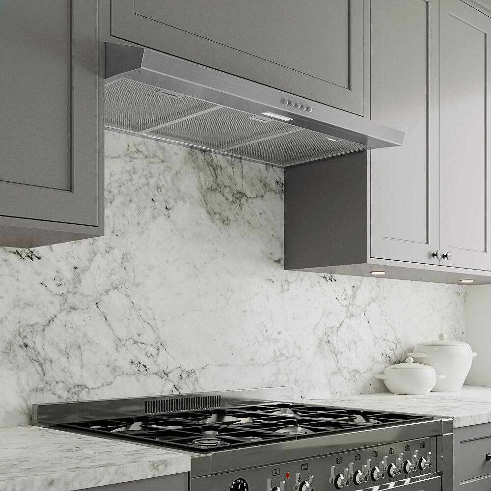 Back. Streamline - 36 in. Viterbo Ductless Undermount 80 CFM Range Hood, Mesh Filters, Push Button Control, LED Light - Brushed Stainless Steel.