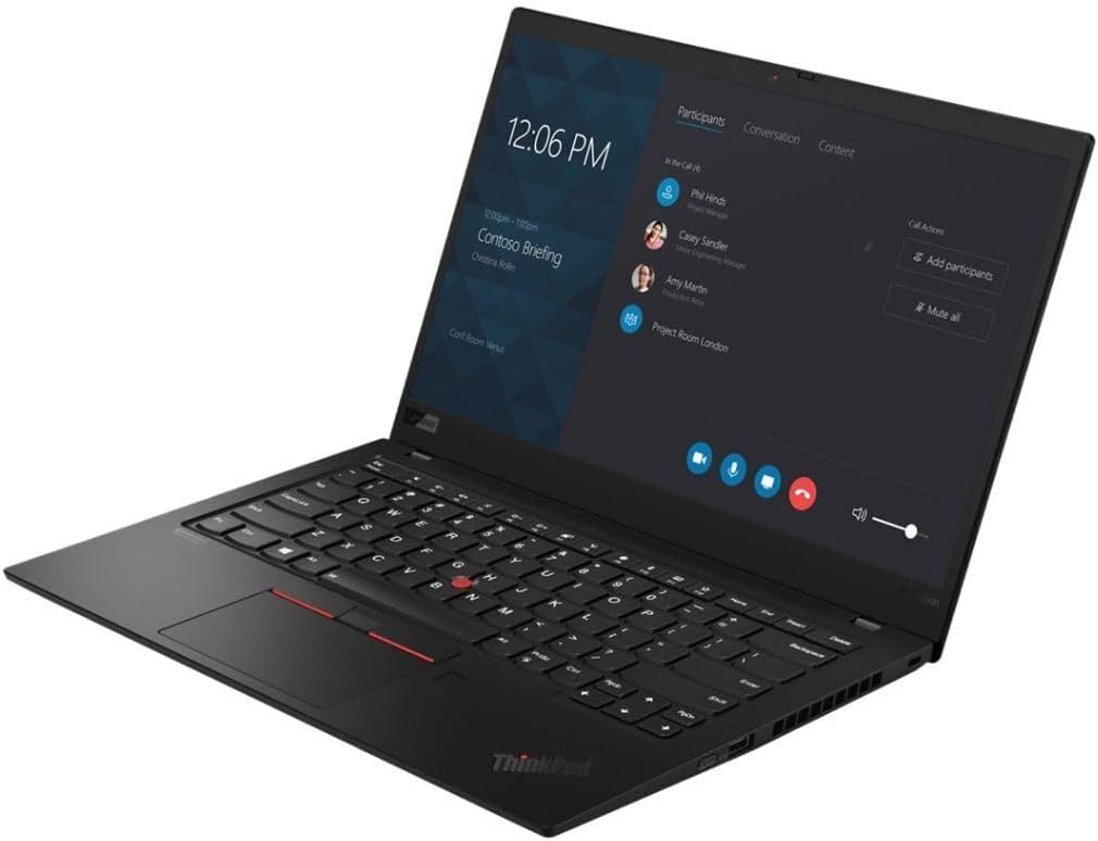 12:06 PM  
2:00pm - 10pm  
Contoso Briefing  
Christina Foley  

Participants  
Phil Hinds  
Casey Sandler  
Amy Martin  
Project Room London  

Conversation  
Content  

Call Actions  
Add participants  
Mute all  

ThinkPad