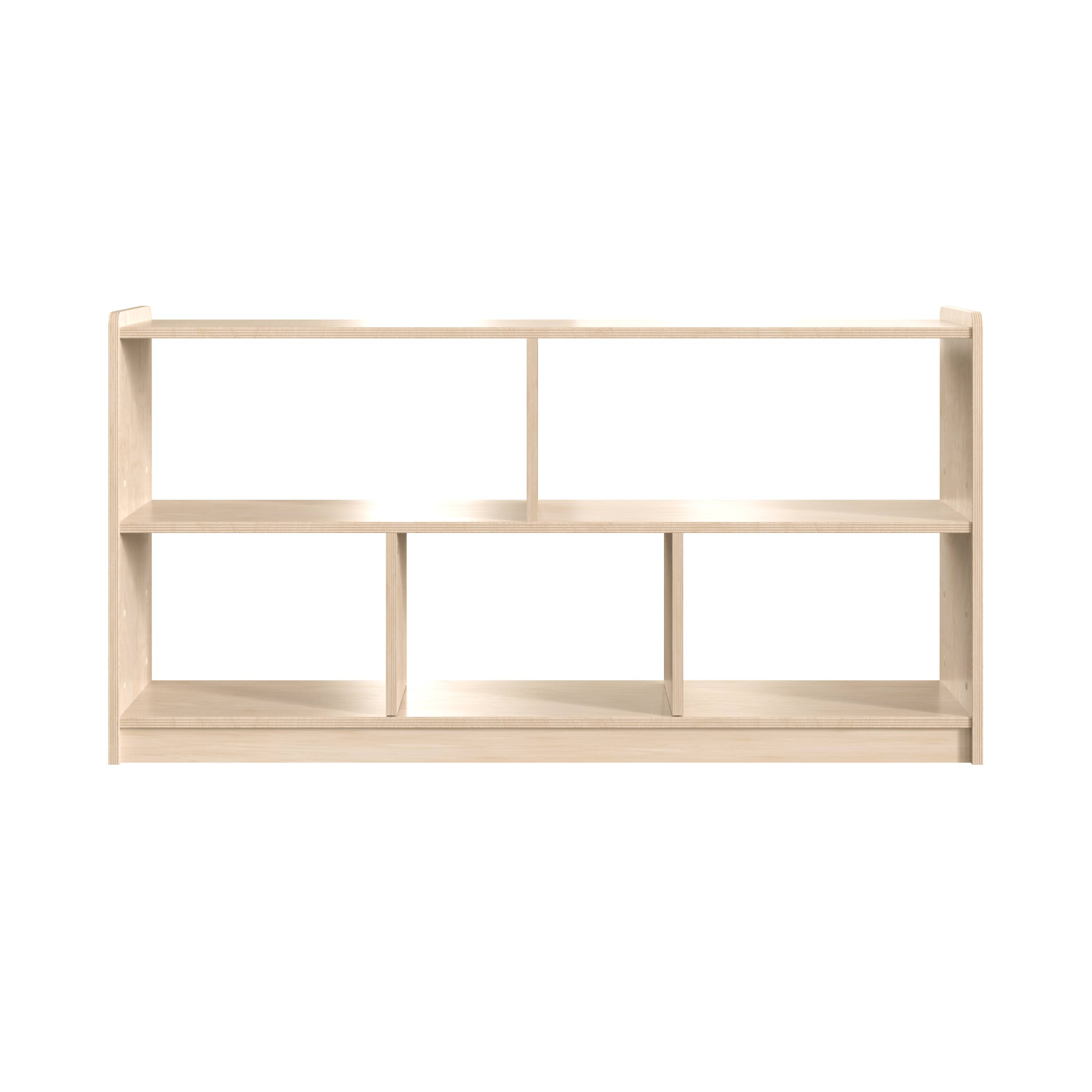 Angle. Flash Furniture - Bright Beginnings Extra Wide 5-Section Modular Wooden Classroom Open Storage Unit with Kid-Friendly Design - Natural.
