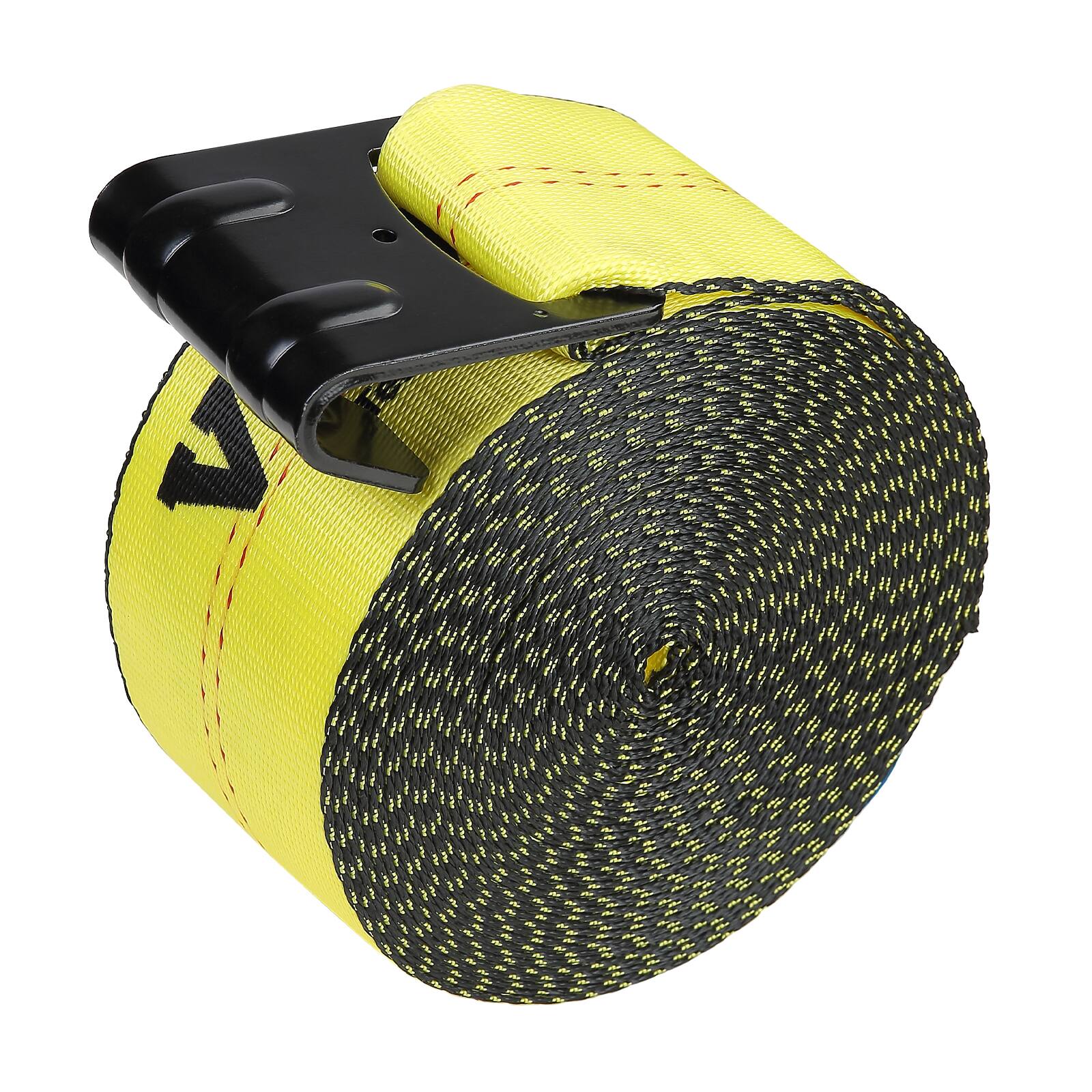 Alt View 5. VEVOR - Winch Straps, 4" x 30', 6000 lbs Load Capacity, 18000 lbs Break Strength, Truck Straps with Flat Hook, Tie Downs Cargo - Yellow.