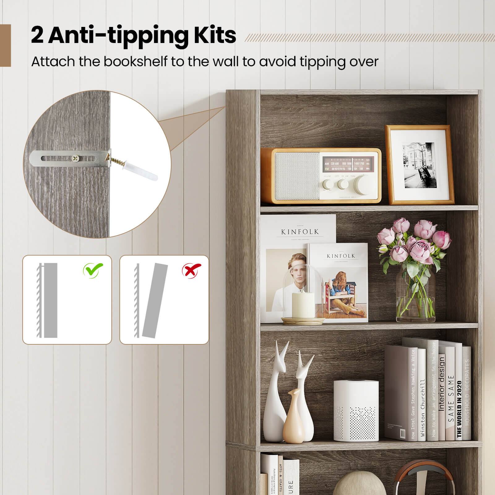 2 Anti-tipping Kits  
Attach the bookshelf to the wall to avoid tipping over

KINFOLK  
KINFOLK  
Voice MawiiE  
Stephen Gave intel to Churchill Winston  
the_house  
the 5 ubisap  
sent SAME 2020 DECORATES OF S C 5  
Interior NI HOUSEHOLD  
SAME WORLD S 5 THE  
URE 1