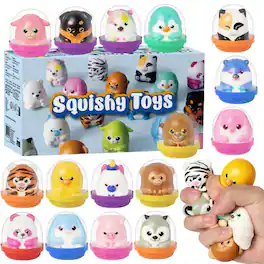 Joyfy - 20Pcs Squishy Toys Party Favors for Kids & Adults 2" Mini Animals Squishies Fidget Toys for Birthday Gift - Multicolor