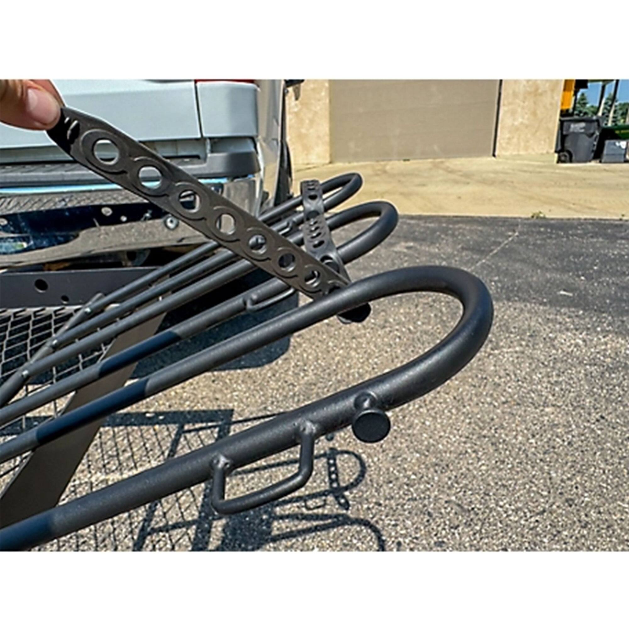 Alt View 8. Tow Tuff - Tow Tuff Fat Tire Bike Cradle Kit for 3 Bikes with Adjustable Straps - Black.