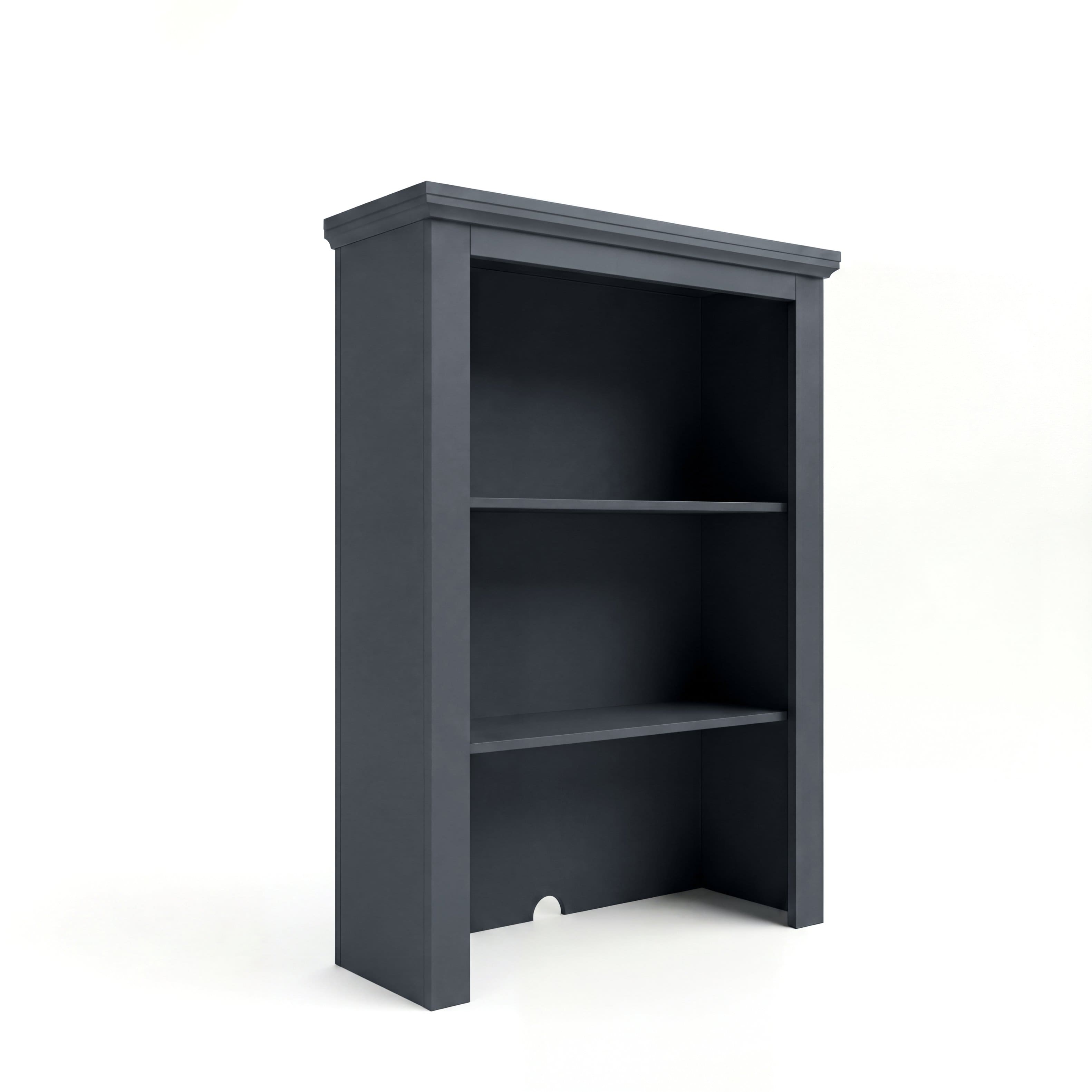Martha Stewart - Lily Pond Modular Wooden Hutch with 2 Fixed Storage Shelves, Solid Wood Frame and Rear Cable Management Opening - Slate Blue