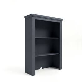 Martha Stewart - Lily Pond Modular Wooden Hutch with 2 Fixed Storage Shelves, Solid Wood Frame and Rear Cable Management Opening - Slate Blue