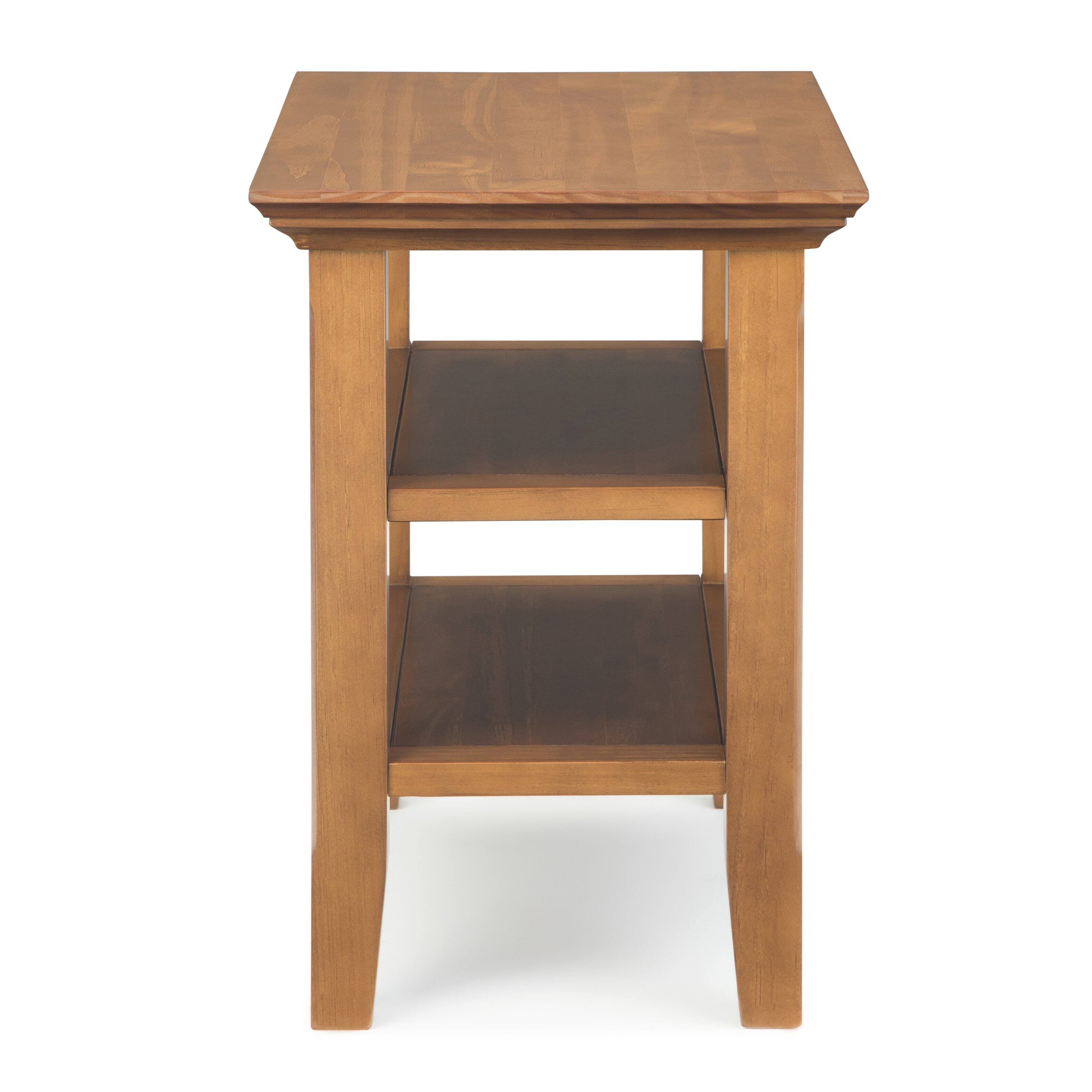 Angle. Simpli Home - Acadian 14 inch Solid Wood Transitional Narrow Side Table in Light Golden Brown (Set of 2) - Light Golden Brown.