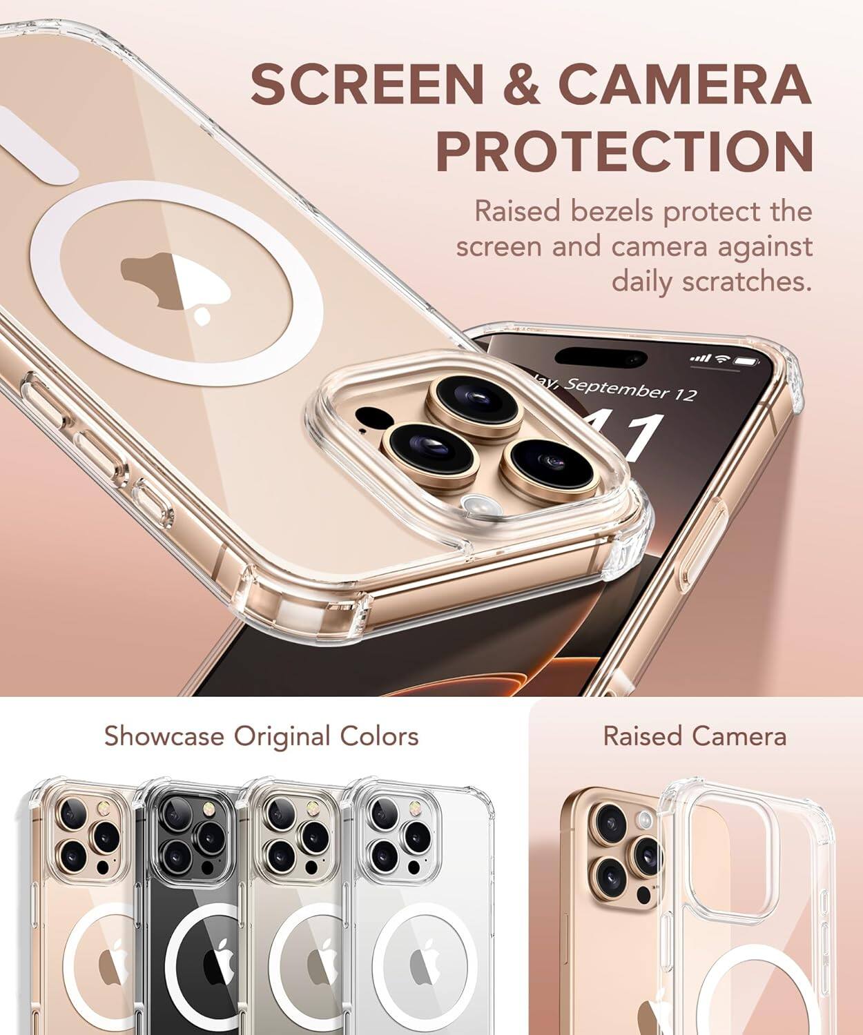 SCREEN & CAMERA PROTECTION
Raised bezels protect the screen and camera against daily scratches.

Showcase Original Colors
Raised Camera