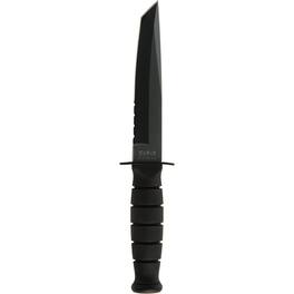 KA-BAR - 5.25" Fixed Blade Partially Serrated Short Tanto Knife w/ Sheath - Black