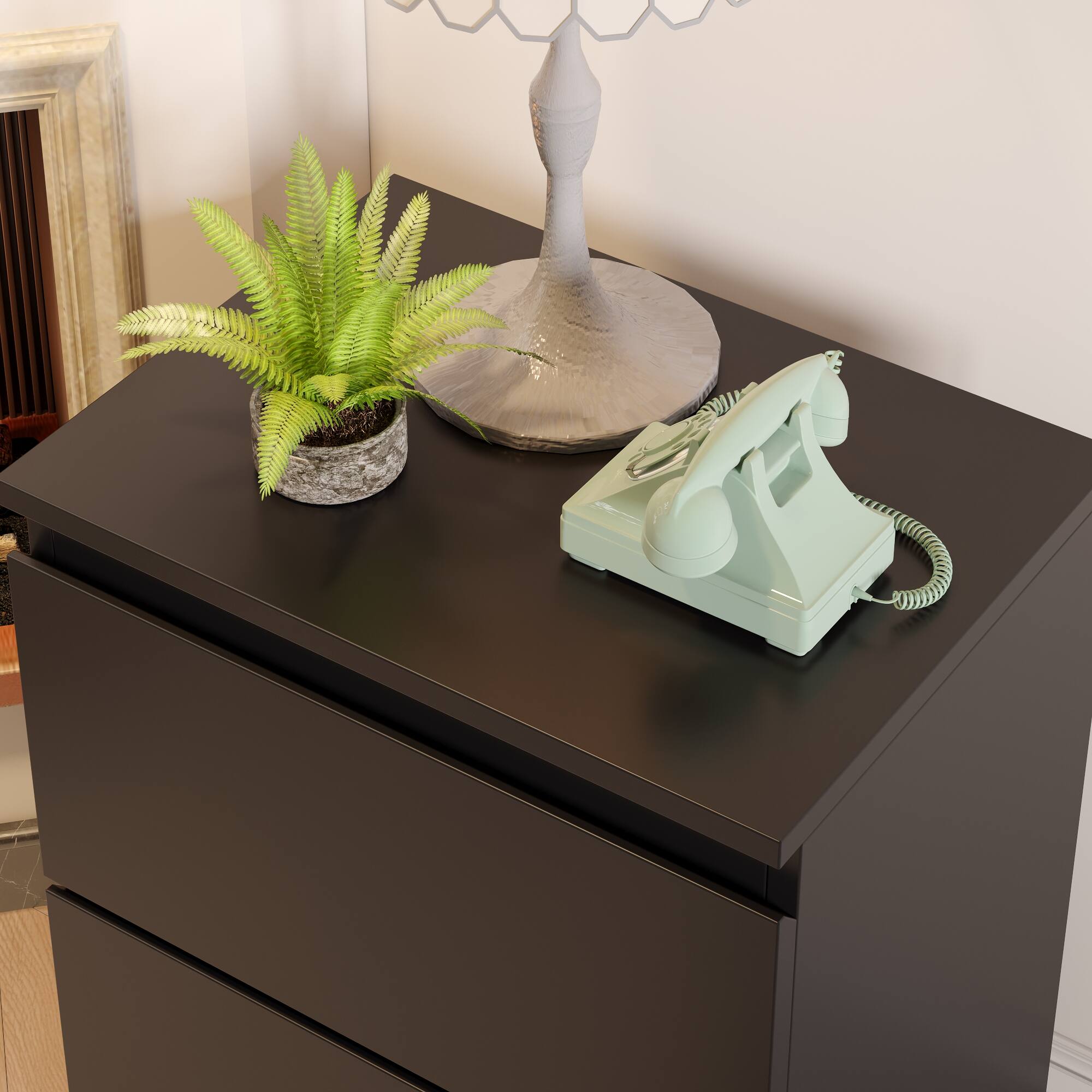 Alt View 9. FUFU&GAGA - FUFU&GAGA 2 - Drawer Nightstand: Minimalist Bedroom Storage Solution - Black.