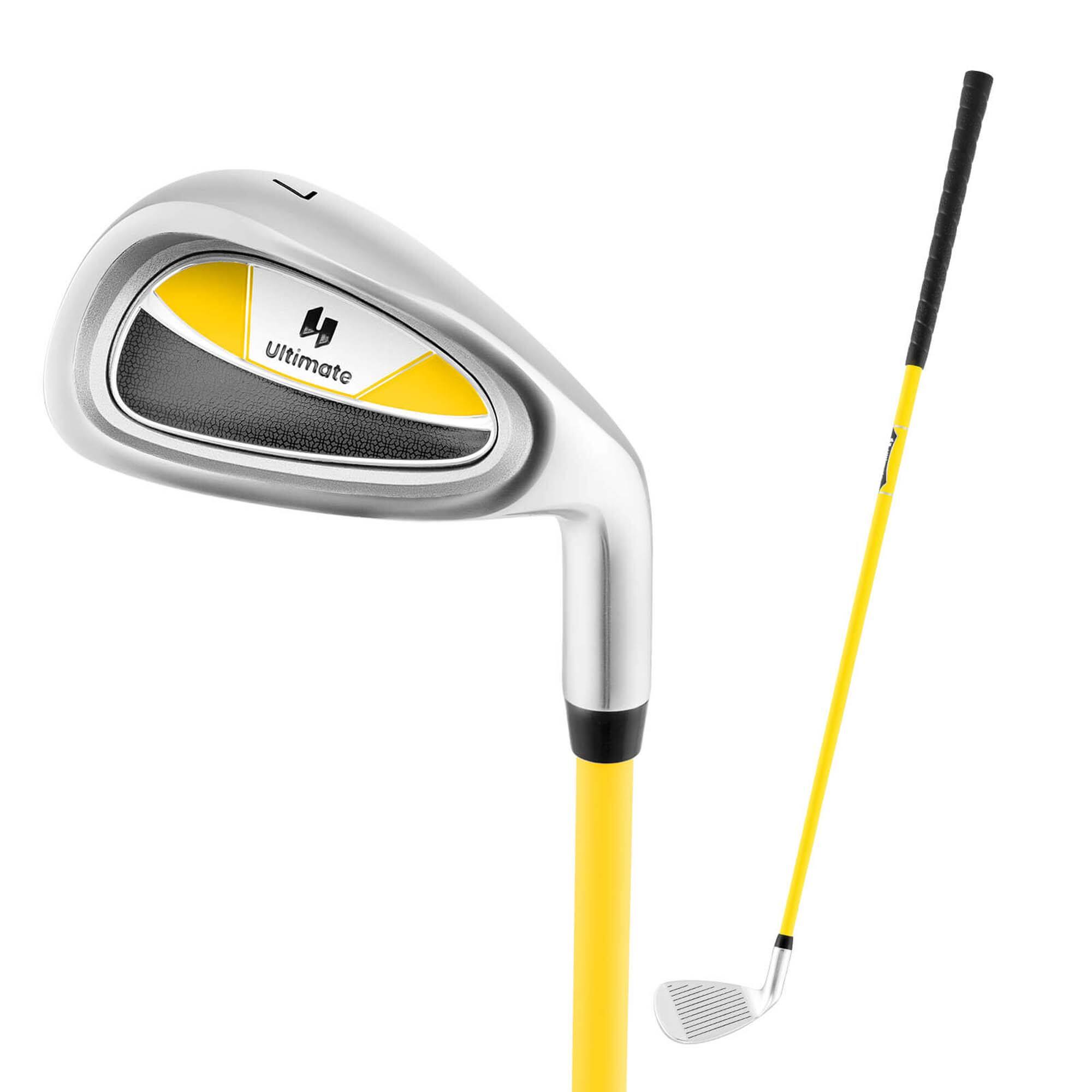 Alt View 9. Costway - Costway Junior #7 Iron for Kids with Fiberglass Shaft & Headcover Junior Practice Golf Club Yellow - Yellow.