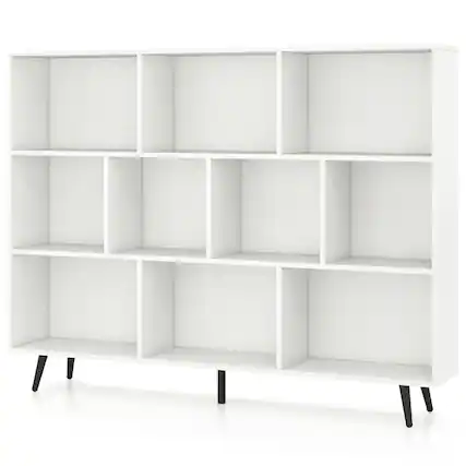 Front. Costway - Costway 10 Cube 55" Bookcase with 5 Metal Legs 2 Anti-tip Devices Display Cabinet Rack - White,Black.