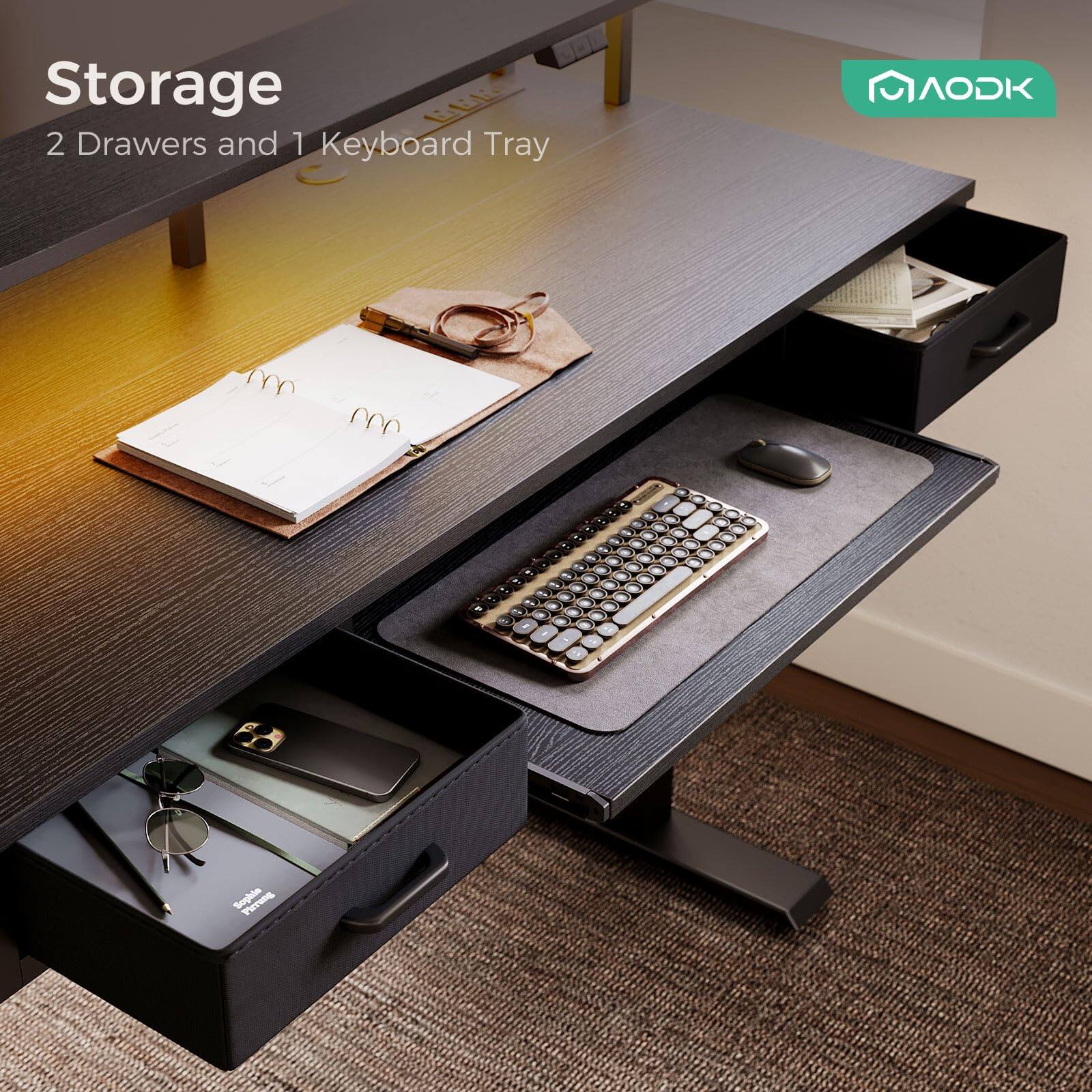 Storage  
2 Drawers and 1 Keyboard Tray  
AODK