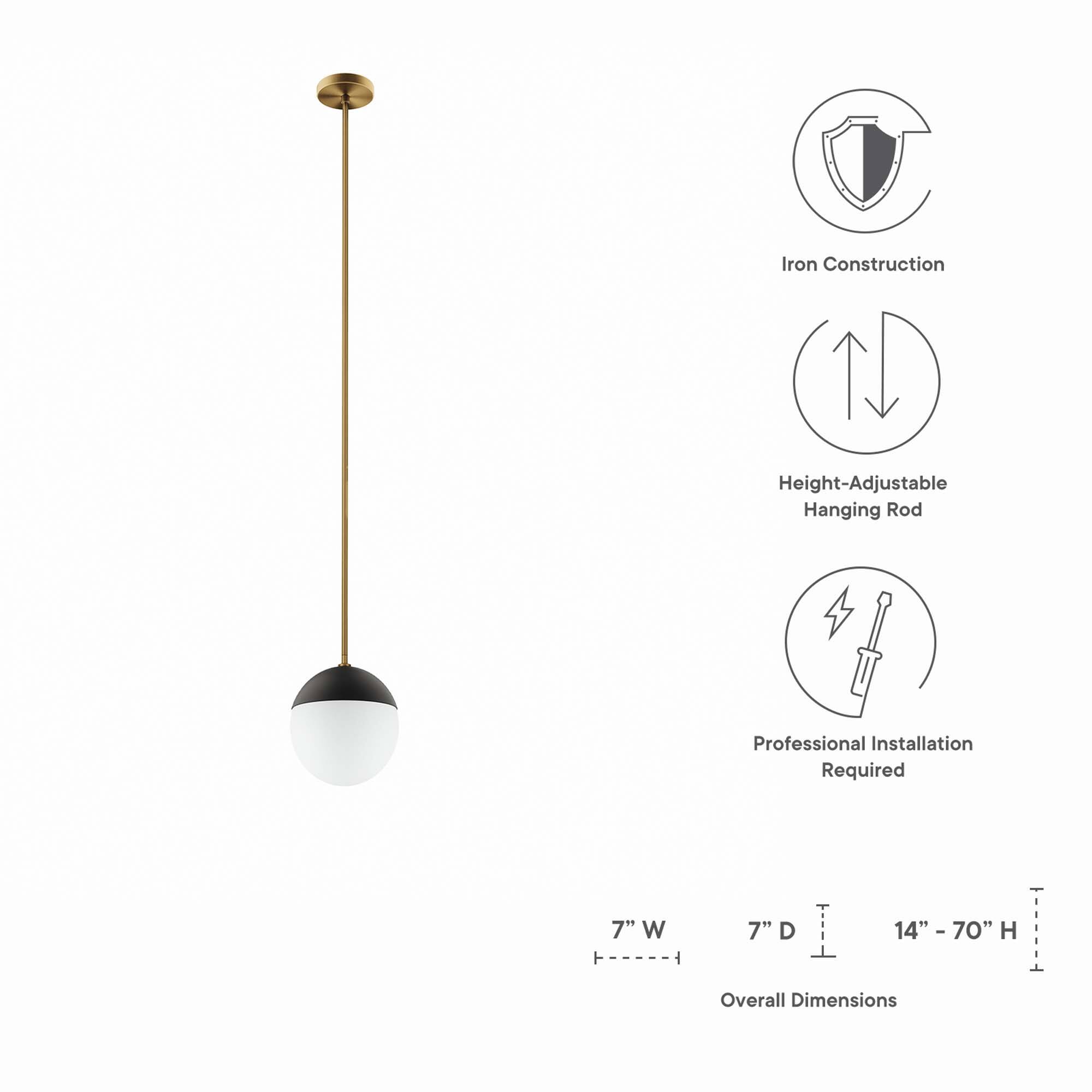 Iron Construction  
Height-Adjustable Hanging Rod  
Professional Installation Required  

Overall Dimensions:  
7" W x 7" D x 14" - 70" H