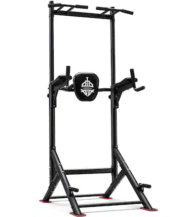 Front. Sportsroyals - Power Tower Pull Up Bar Station, 450LBS Stable Pull Up Dip Station for Home Gym Strength Training Equipment - black.