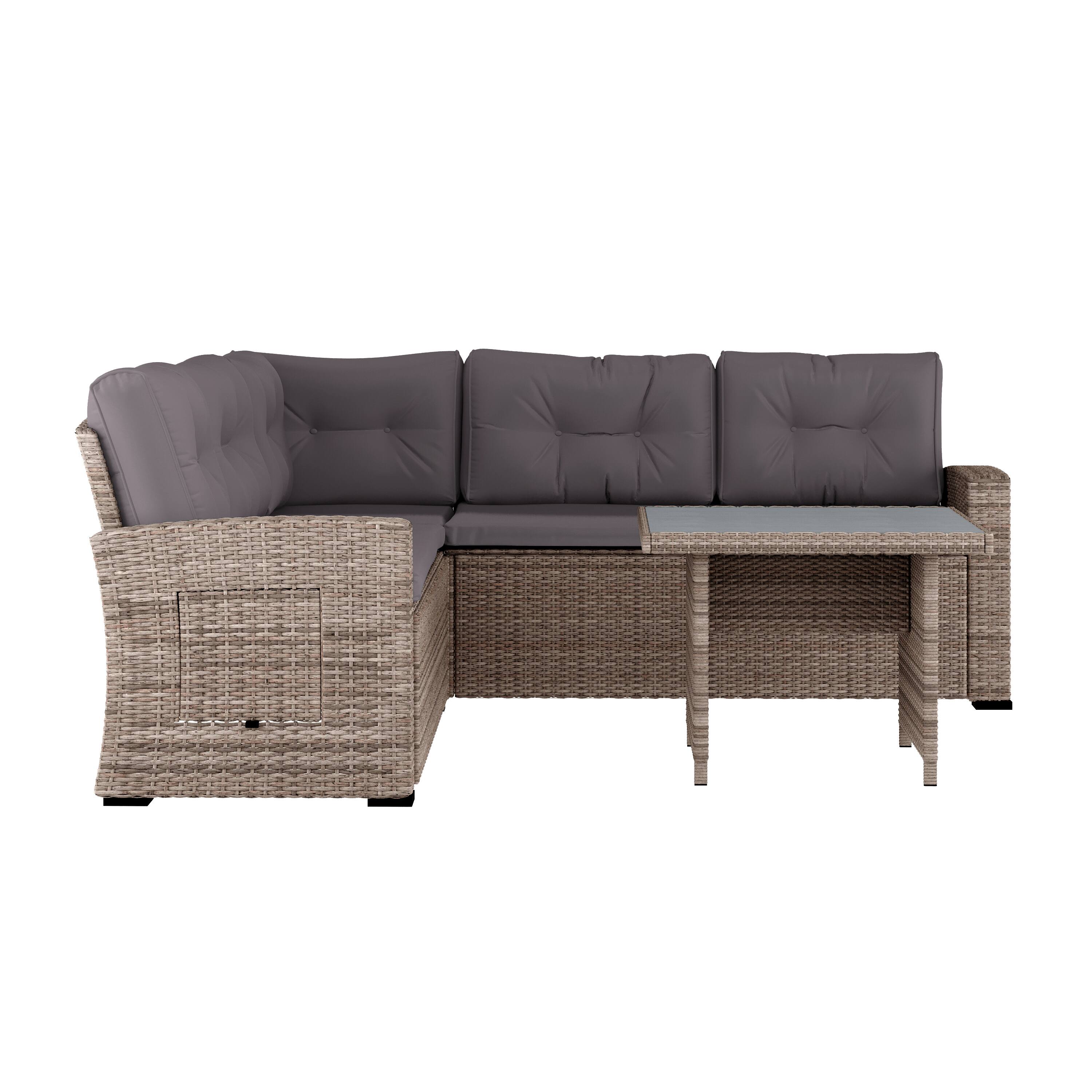 Alt View 8. Emma + Oliver - Indoor/Outdoor Dining Table/L-Shaped Sofa Conversation Set - Gray Cushions/Gray Frame.
