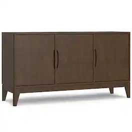 Simpli Home - Harper 60 inch Wide Solid Wood 3 Door Sideboard Buffet - Walnut Brown