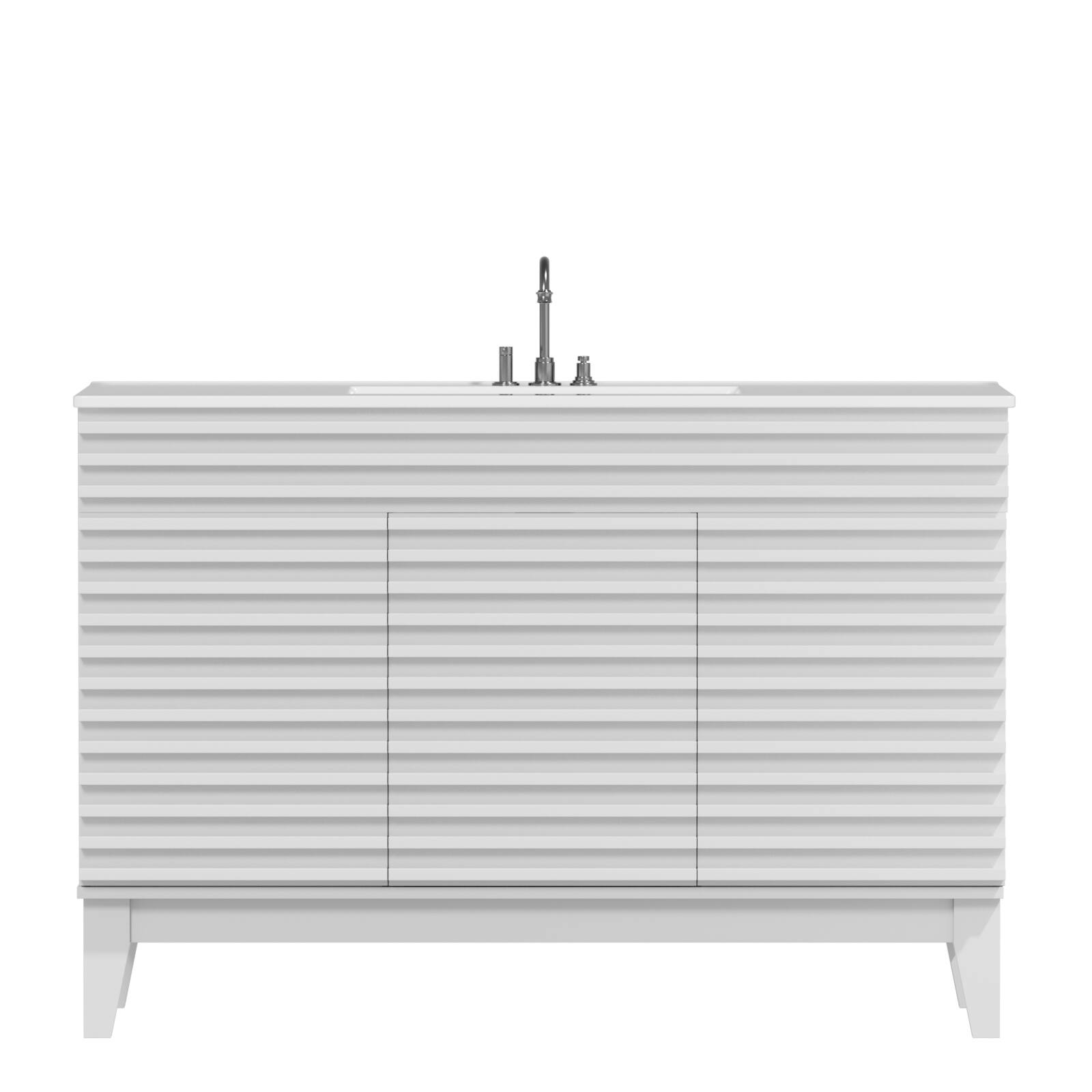 Alt View 5. LOVMOR - LOVMOR 48-in W White Freestanding Bathroom Vanity with Undermount Ceramic Sink and 2-Level Storage - White.