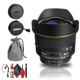 Nikon - AF NIKKOR 14mm f/2.8D ED Lens (1925) + Cap Keeper + Cleaning Kit - Bundle - Black