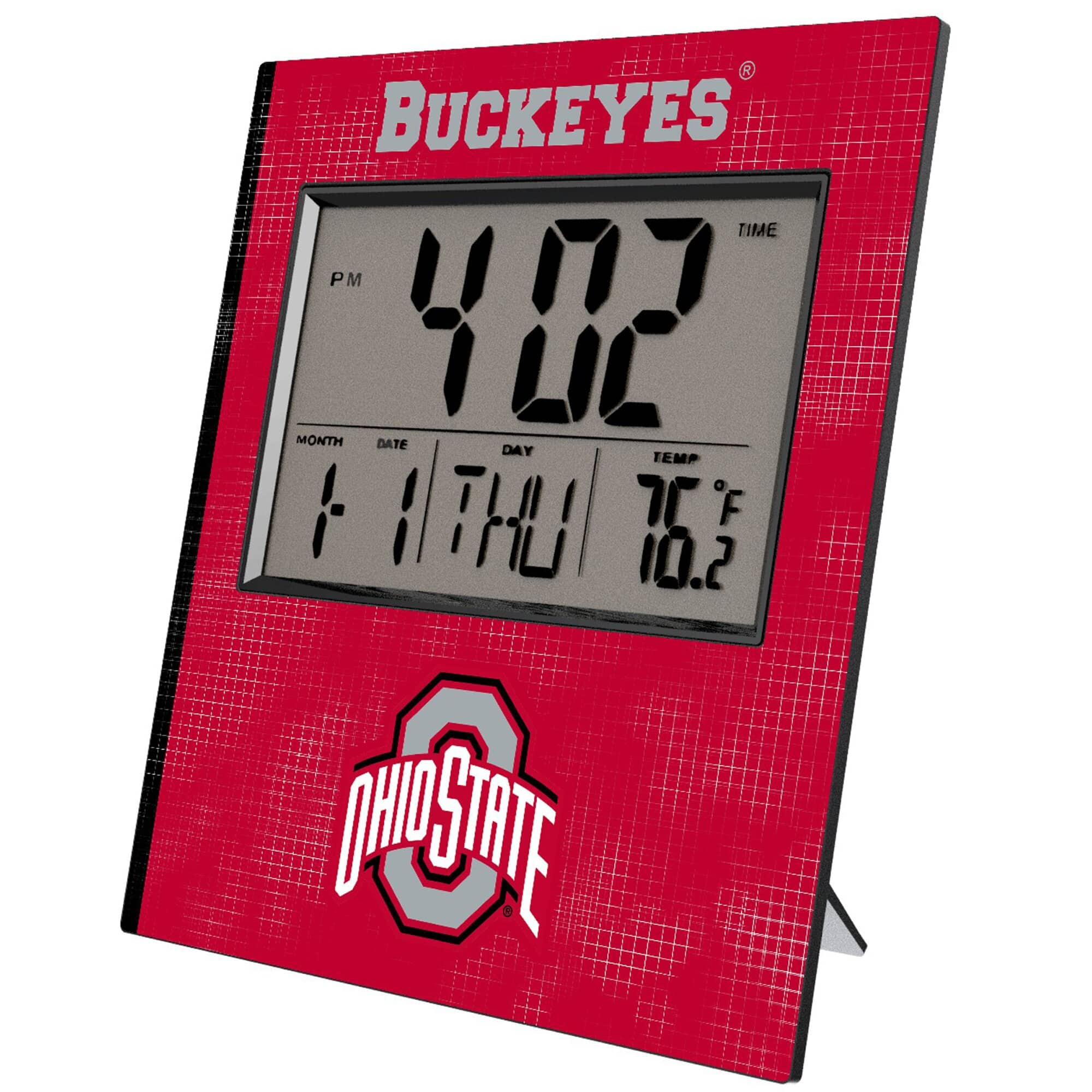 Keyscaper - Ohio State Buckeyes Cross Hatch Digital Desk Clock - Multicolor