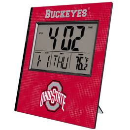 Keyscaper - Ohio State Buckeyes Cross Hatch Digital Desk Clock - Multicolor