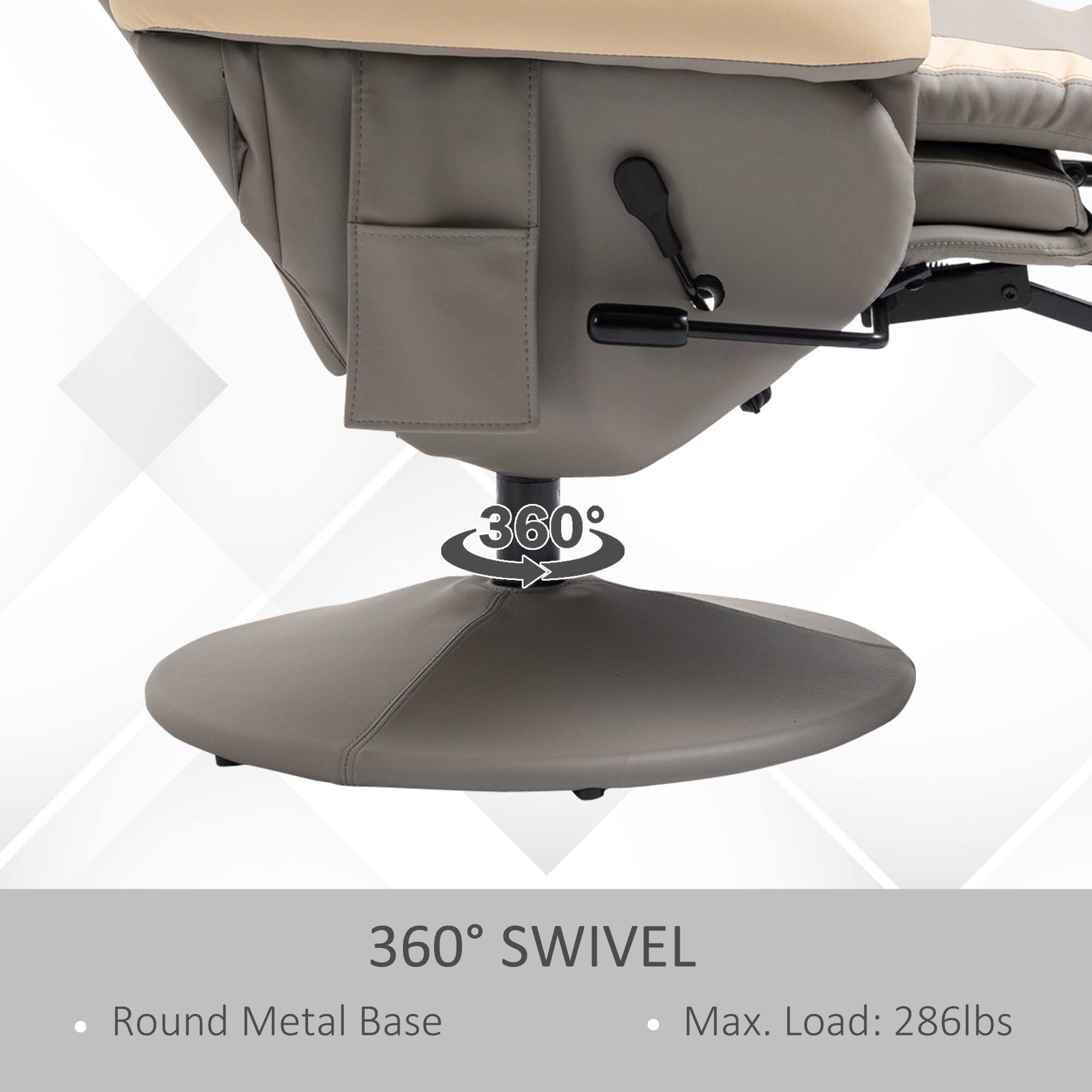 360° SWIVEL  
Round Metal Base  
Max. Load: 286lbs