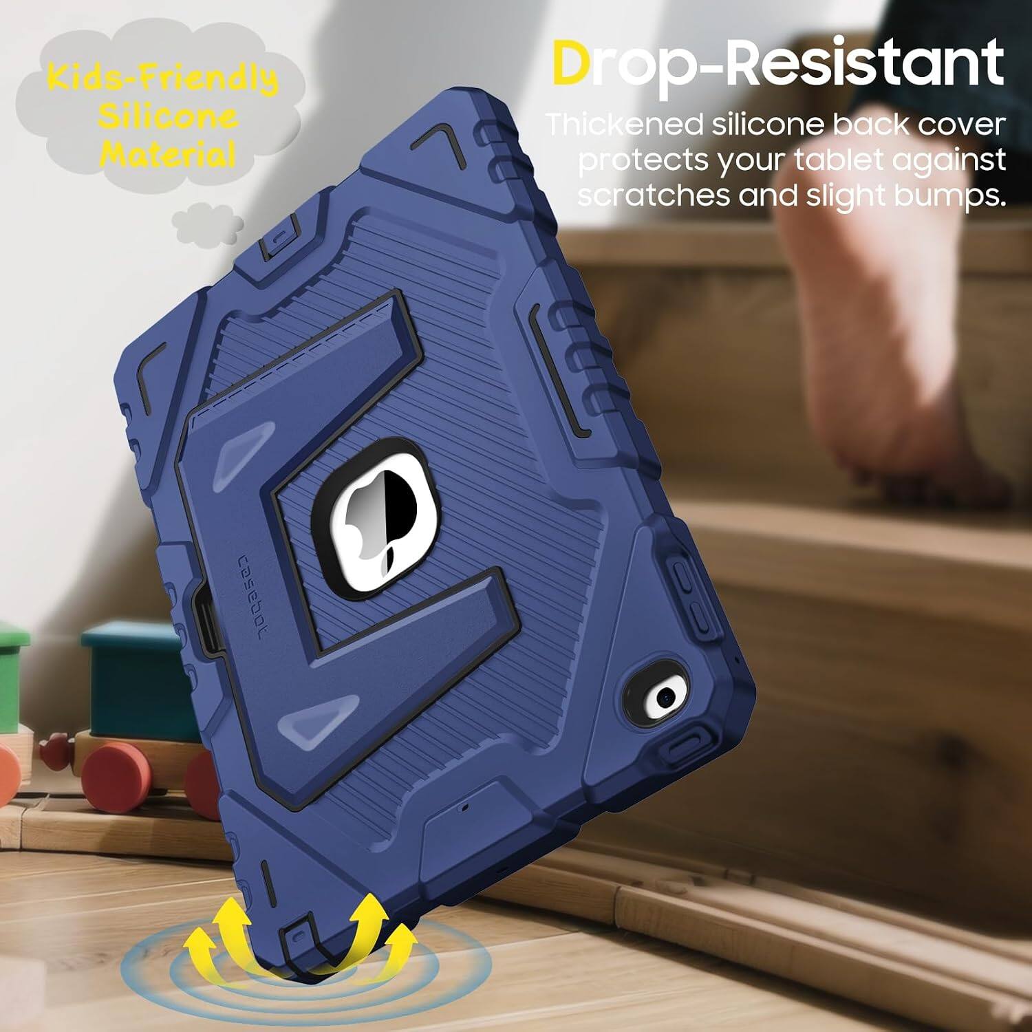 Kids-Friendly Silicone Material

Drop-Resistant

Thickened silicone back cover protects your tablet against scratches and slight bumps.