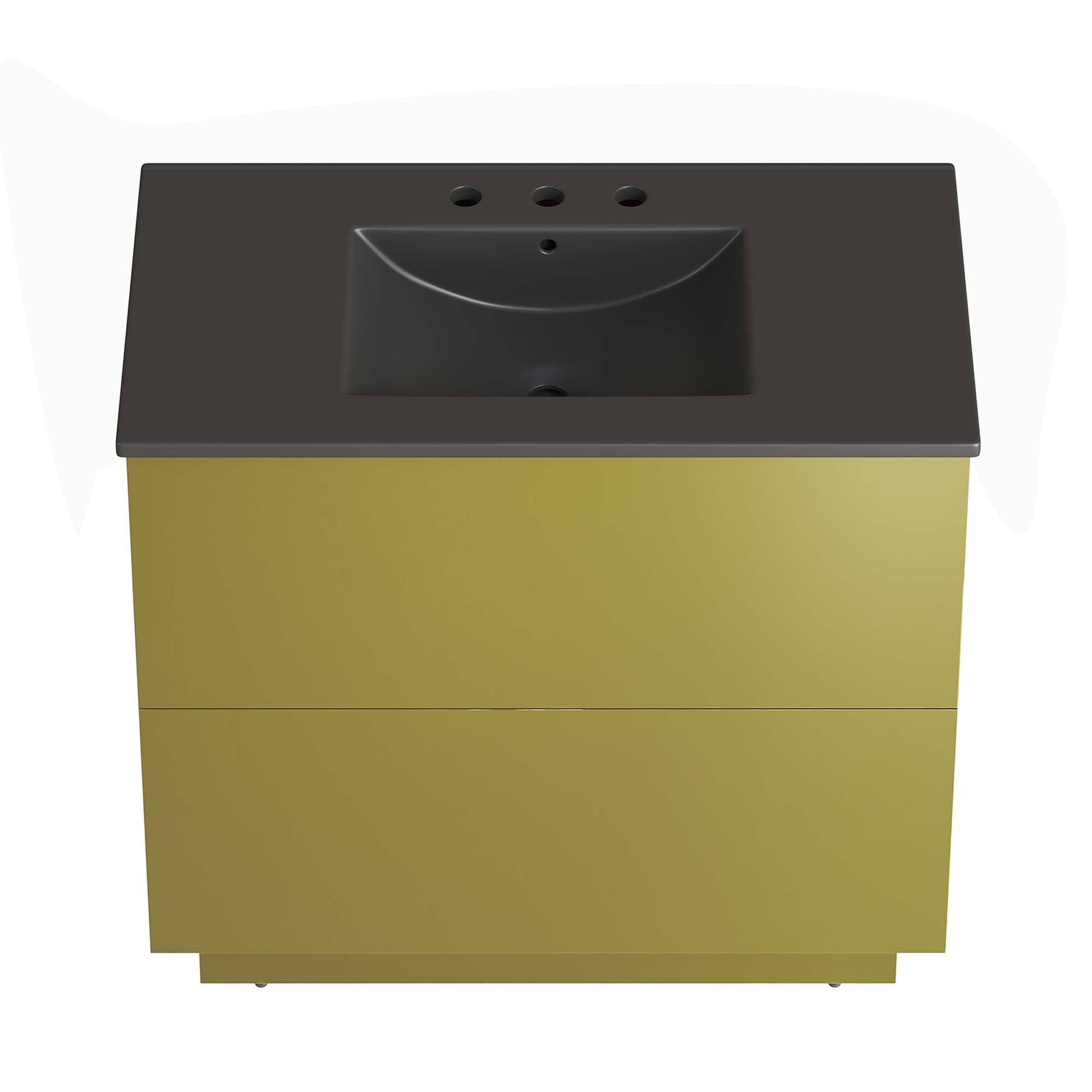 Alt View 5. Modway - Quantum Bathroom Vanity Basin Included by Modway - Black Gold.