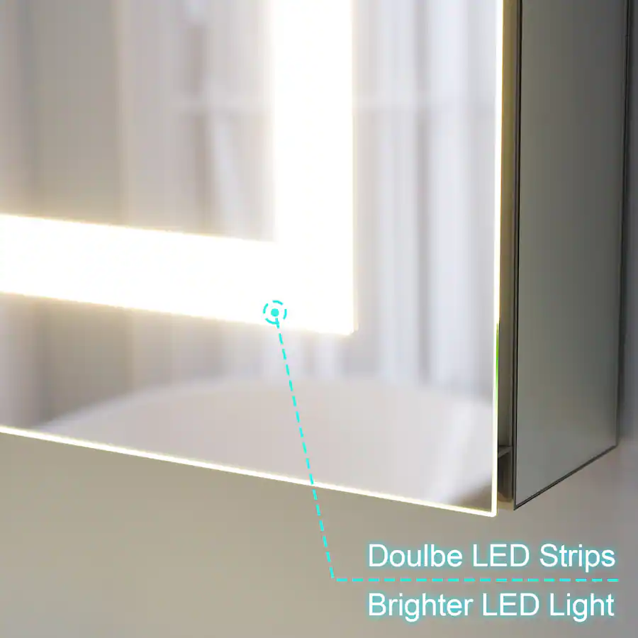 Inset Bookshelves WELLFOR 60 in. W x 30 in. H Rectangular Aluminum LED Recessed or ...